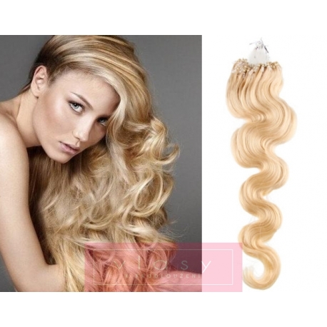 Vlnité vlasy Micro Ring / Easy Loop / Easy Ring / Micro Loop 50cm – nejsvětlejší blond