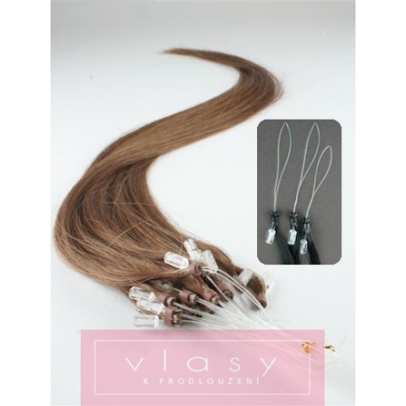 Vlasy pro metodu Micro Ring / Easy Loop / Easy Ring / Micro Loop 50cm – světlejší hnědá