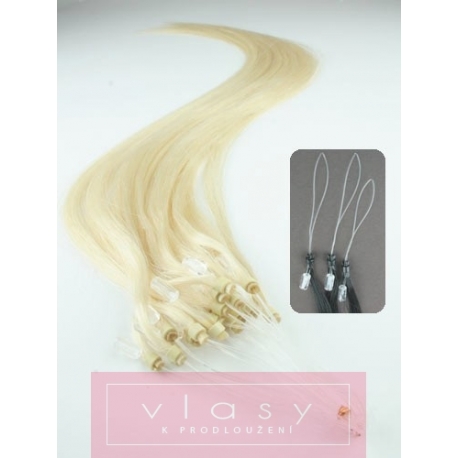 Vlasy pro metodu Micro Ring / Easy Loop / Easy Ring / Micro Loop 50cm – platinová blond