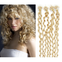 Kudrnaté vlasy Micro Ring / Easy Loop / Easy Ring / Micro Loop 50cm – nejsvětlejší blond
