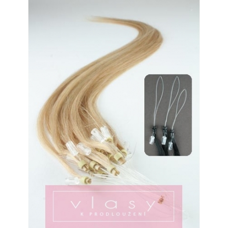 Vlasy pro metodu Micro Ring / Easy Loop / Easy Ring / Micro Loop 60cm – přírodní blond