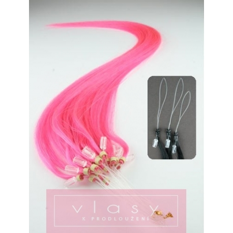 Vlasy pro metodu Micro Ring / Easy Loop / Easy Ring / Micro Loop 60cm – růžová